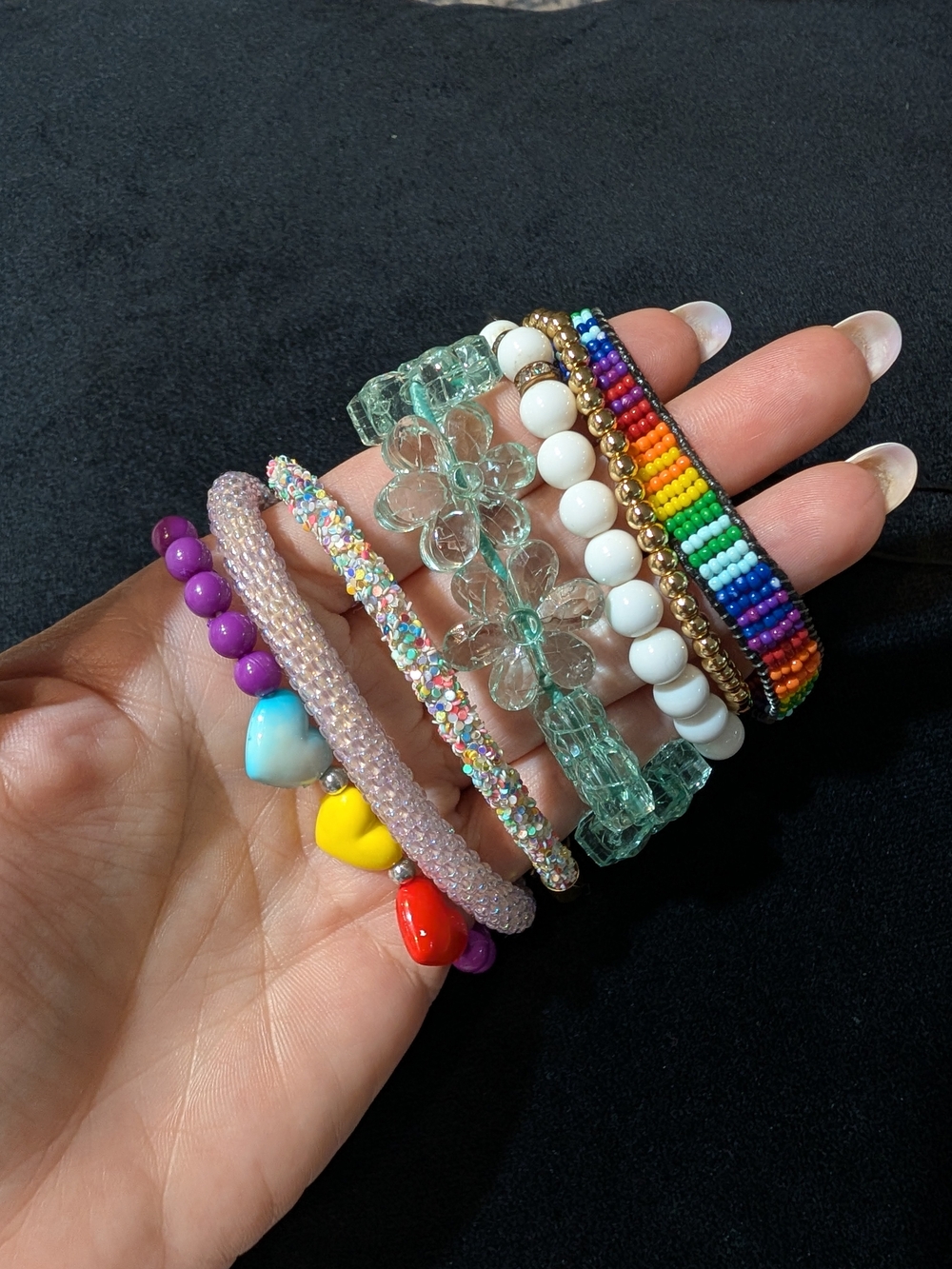 Kids Fashion Mixed Lot 7 Beaded Bracelets Multicolor